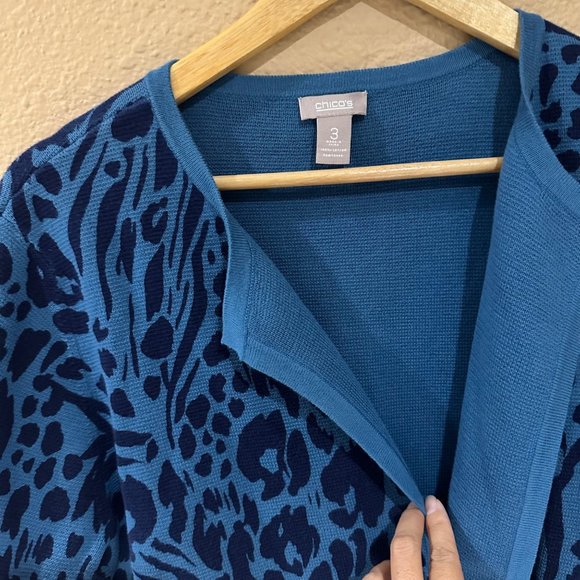 Chico’s Womens Size 3 or XLarge Cheetah Print Open Cardigan Office Brunch Soft - Picture 3 of 11